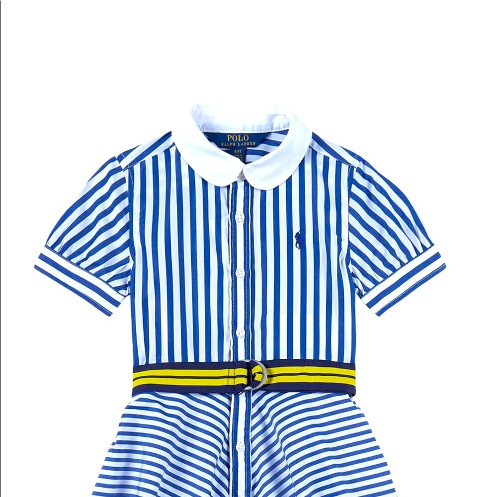 Blue/White Striped Belted Shirt Dress GENTLY WORNED